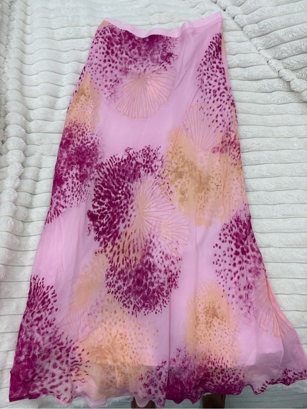 Rachel Zoe Pink Floral Print Maxi Skirt with Peach Accents